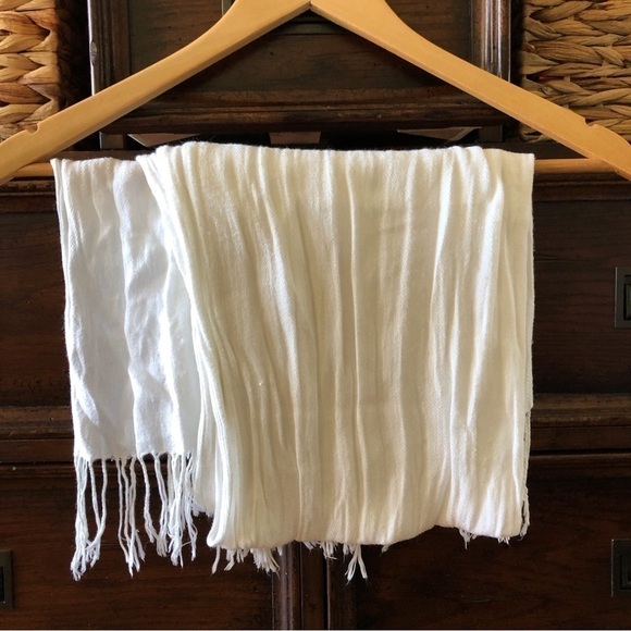 Accessories - Cream solid scarf-wrap with fringe